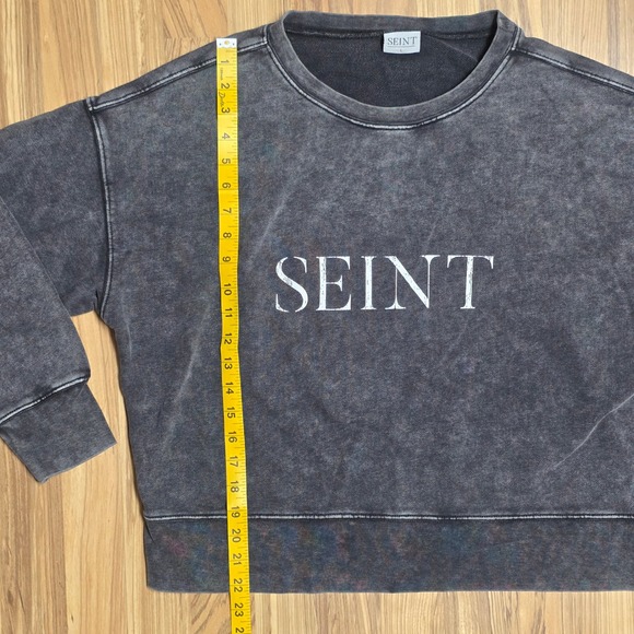 Seint Women's Oversized Stonewash‎ Gray Crewneck Sweatshirt Size Large - Picture 6 of 7